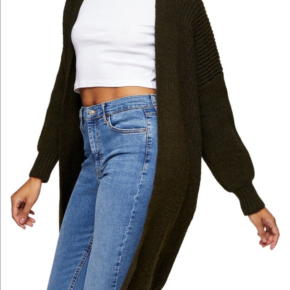Topshop olive green cardigan, size XS, no signs of wear